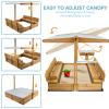 Kids Sand Box with CoverWooden Outdoor Sandbox with LidFoldable Bench Seat/Adjustable CanopyUV-Protection &Natural WoodSand Box for Kids Ages 2-847x47in view 3