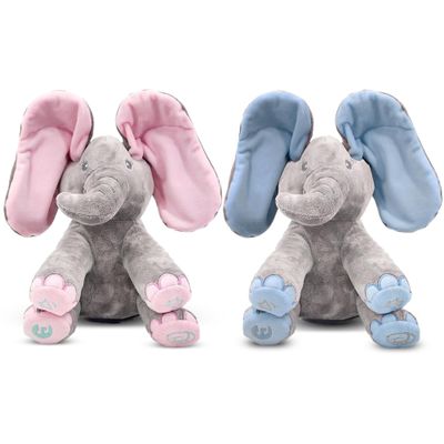Dimple Kaia and Kyle Elephant Stuffed Animal Toy Set - Animated Plush Singing Elephant, Interactive Musical Peek-a-Boo for Babies, Kids - Baby Stuffed Animals Toy for Toddlers, Ages 0 and Up