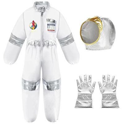 Aifawile Baby Astronaut Outfits Toddler Boy Girl Astronaut Costume Space Suit Romper Cosplay Party Jumpsuit Halloween Clothes (White Astronaut, 4-5 Years)