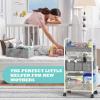 2In1 Baby Diaper Caddy & 3-Tier Rolling Diaper Cart, Diaper Caddy Organizer Cart with Dividers, Metal Detachable Bedside Cart for Baby Nursery Essentials, Large Capacity, Easy to Assemble, White view 4