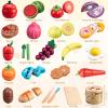 45 Pcs Wooden Play Food for Kids Kitchen, Pretend Cutting Fruit Vegetable Toys with Storage Bucket, Montessori Gift for 3 4 5 6 Year Old Boys Girls view 2