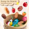 45 Pcs Wooden Play Food for Kids Kitchen, Pretend Cutting Fruit Vegetable Toys with Storage Bucket, Montessori Gift for 3 4 5 6 Year Old Boys Girls view 4