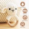 Wooden Baby Rattle, Crochet Lamb Rattle, Newborn Wooden Animal Rattle Toy, Infant Rattle Toys view 2