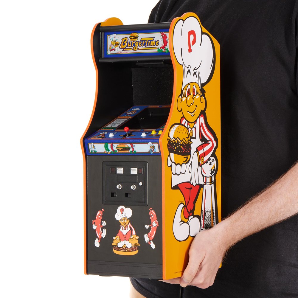 Quarter Arcades Burger Time Collector's Edition Mini Arcade - Retro 1/4 Scale Authentic Wooden Replica, Original ROM, DIP Switch Access, 5" TFT Screen for Enthusiasts [Video Game] [Video Game]