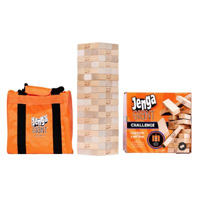 Jenga Giant Challenge, Stacking Game with Tournament Chart & Travel Bag, Party Game for Kids & Adults, Stacks to 3 Feet