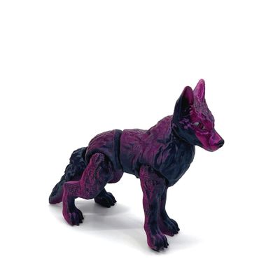 Articulated Wolf 3-D Printed, Dual Color Fidget Wolf Toy, Articulated Fidget Toy 3D Printed Gift for Him Executive Office Desk Toy, Home Decor (Black and Rose Red, Large)