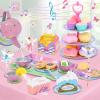 Tea Party Set for Toddles 3-5,53PCS Musical Kids Tea Set for Little Girls with Dessert,Cookies,Doughnut,Cake,Cake Stand,Tablecloth & Carrying Case,Kitchen Pretend Play Toys for Girls Boys Age 3-6 view 2
