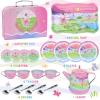 Tea Party Set for Toddles 3-5,53PCS Musical Kids Tea Set for Little Girls with Dessert,Cookies,Doughnut,Cake,Cake Stand,Tablecloth & Carrying Case,Kitchen Pretend Play Toys for Girls Boys Age 3-6 view 3