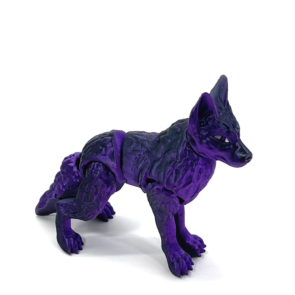 Articulated Wolf 3-D Printed, 1pc Black and Purple Wolf Toy, Fidget 3D Printed Gift for Him, Executive Office Desk Toy, Home Decor (Medium)