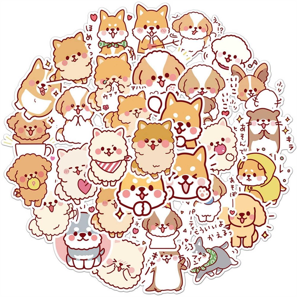 50Pcs Cute Dog Stickers for Kids, Dog Gifts for Girls Boys Teens Adutls, Kawaii Waterproof Sticker for Water Bottle Scrapbook Laptop