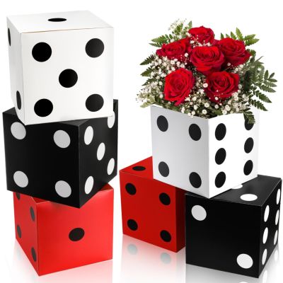 Noamus 6 Pack Large Dice Favor Boxes, 11" Casino Theme Party Decoration, Balloon Giant Poker Boxes for Centerpieces, Game Night Birthday Homies Party Graduation Prom Supplies Prop (Multicolor)