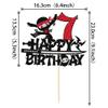 1 PCS Ninja Happy 7th Birthday Cake Topper Black Glitter Seven Years Old Birthday Cake Pick Martial Arts Kung Fu Warriors Cake Decoration for Ninja Theme Seventh Birthday Party Decorations Supplies view 2