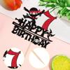 1 PCS Ninja Happy 7th Birthday Cake Topper Black Glitter Seven Years Old Birthday Cake Pick Martial Arts Kung Fu Warriors Cake Decoration for Ninja Theme Seventh Birthday Party Decorations Supplies view 3