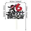 1 PCS Ninja Happy 6th Birthday Cake Topper - Black Glitter Six Years Old Cake Pick - Martial Arts Kung Fu Warriors Decoration for Ninja Theme Sixth Party Supplies view 2