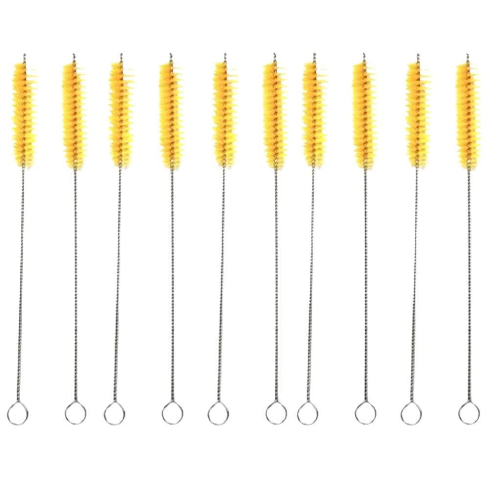 10 Pcs Straw Cleaner Brush Extra Long Nylon Pipe Tube Cleaning Brush for Glass Metal Straw Pot Spout Sippy Cup Bottle Yellow