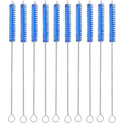 10 Pcs Drinking Straw Cleaning Brush Long Nylon Pipe Cleaner Brush for Glass Metal Straw Pot Spout Sippy Cup Bottle Tube Blue