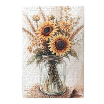 MA6GE8DE Sunflower vase 1000 Piece Puzzle for Adults,Challenging Brain Exercise,Stress Relieving Pleasure,Modern Art Sunflower vase Beauty Puzzles,Great for Relaxation and Display for Puzzle Lovers