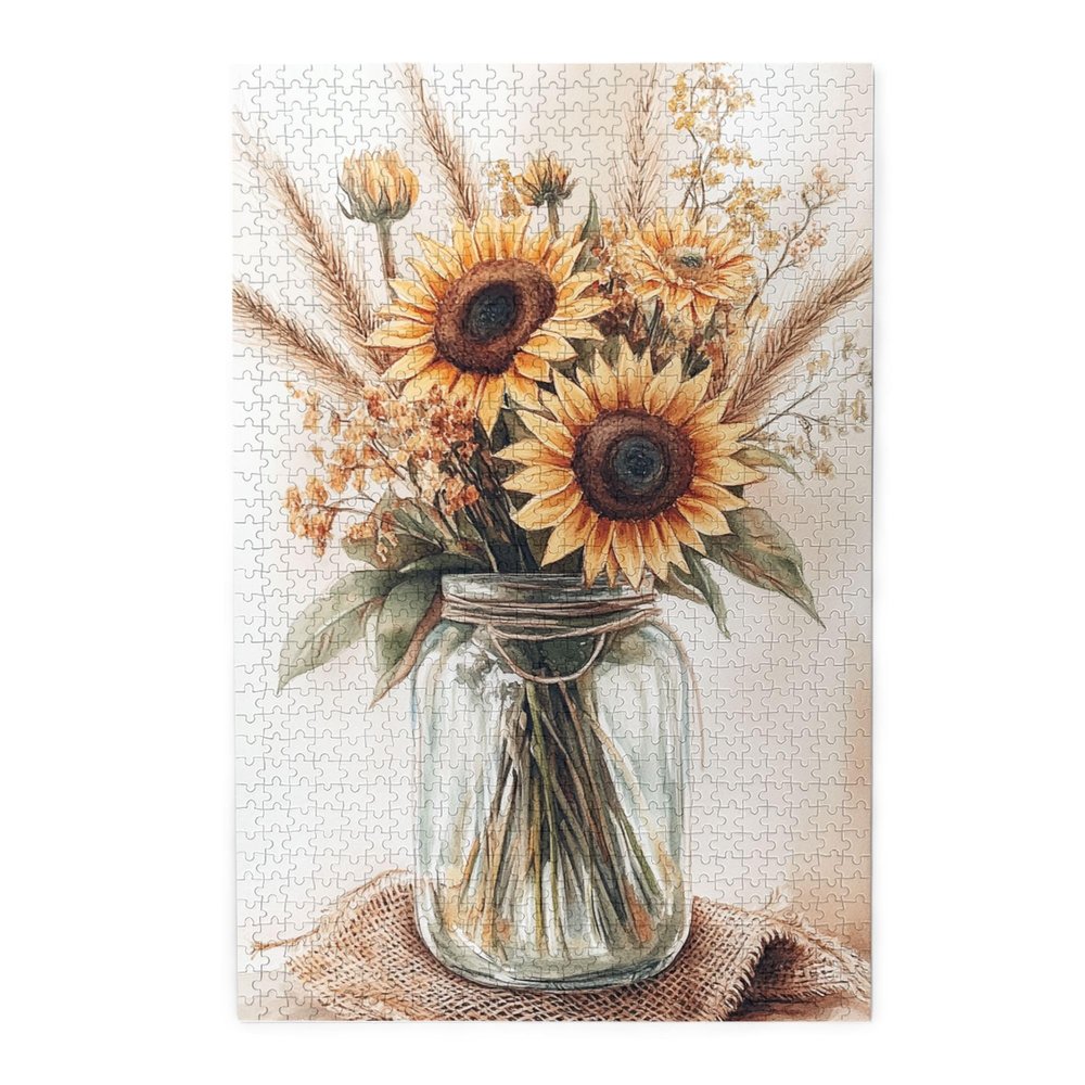 MA6GE8DE Sunflower vase 1000 Piece Puzzle for Adults,Challenging Brain Exercise,Stress Relieving Pleasure,Modern Art Sunflower vase Beauty Puzzles,Great for Relaxation and Display for Puzzle Lovers