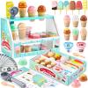 WHOHOLL Wooden Ice Cream Counter Playset for Toddler Girl Toys, Play Store Pretend Toy Food Play Kitchen Accessories with Fake Money & Coin, Christmas Birthday Gifts for 3+ Year Old Kids (Green) view 1
