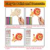 270 Pcs Wooden Animal Crafts for Kids - With 27 Blocks, 202 Rhinestones, 12 Color Pens, 2 Stickers, 27 Ropes - DIY Crafts and Birthday Party Gifts view 3