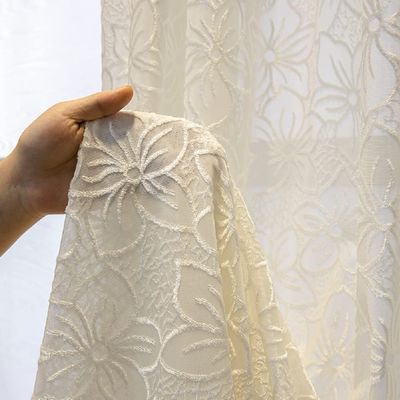 HooHero White 52 Wide Sheer Curtains Voile Curtain Liner Home Decor Rod Pocket Top Living Room Kids Room Drape Cherry Blossom Embossed All-Match
