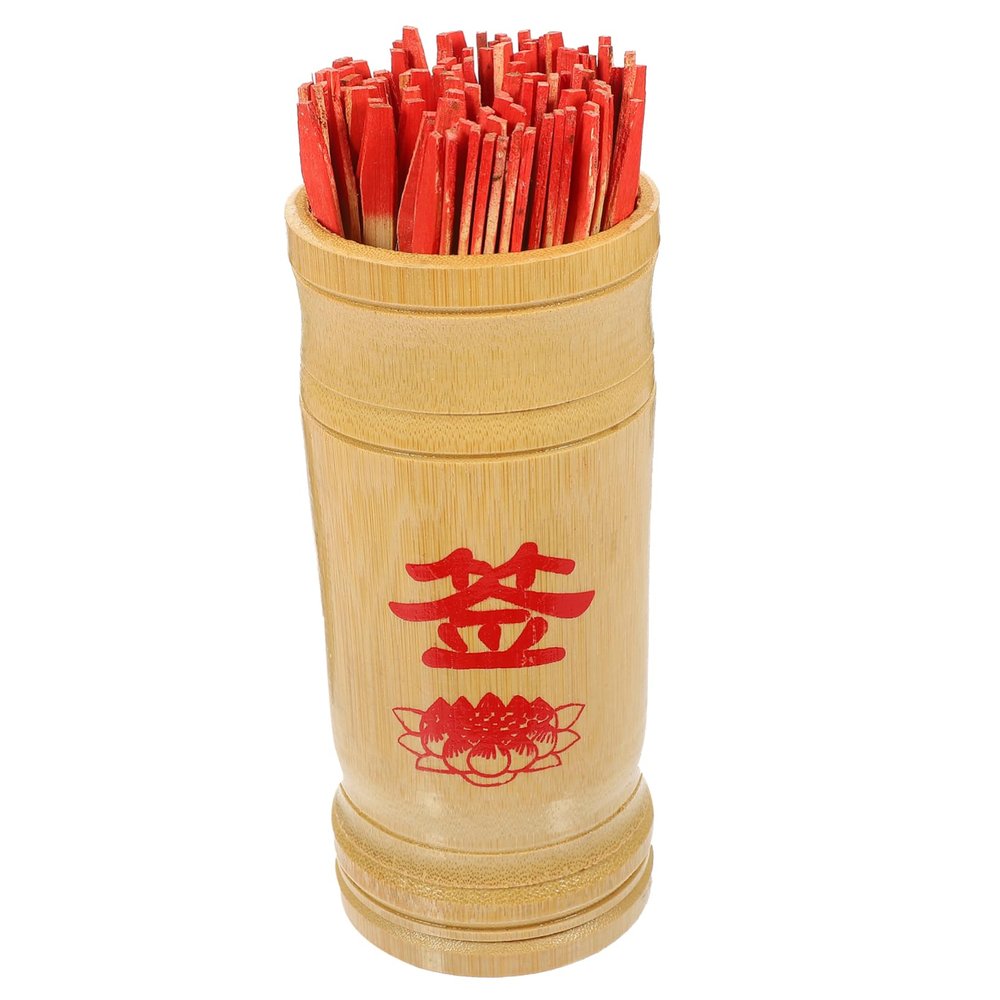2 Sets Bamboo Hexagram Stick Fortune Divination Sticks Fortune Game Props Chien Tung Chinese Fortune Sticks Religious Wooden Stick Chinese Fortune Teller Bucket Prop Pillar Vintage/268