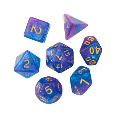 7X D4 D8 D10 D12 D20 Multi Sided Dices Bar Toys, Acrylic Polyhedral Dices Set for, Math Teaching, Role Playing, Card Games, Table Games, Pink Blue