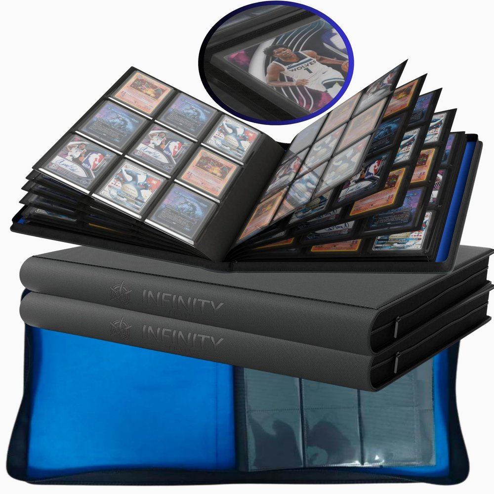 2-Pack Premium 9 Pocket Card Binder for 288 Cards, Scratch Resistant Double Sided Trading Card Binder, Sleek Card Collection Album for Yu-Gi-Oh!, MTG, TCG, game cards & sports cards(Blue interior)