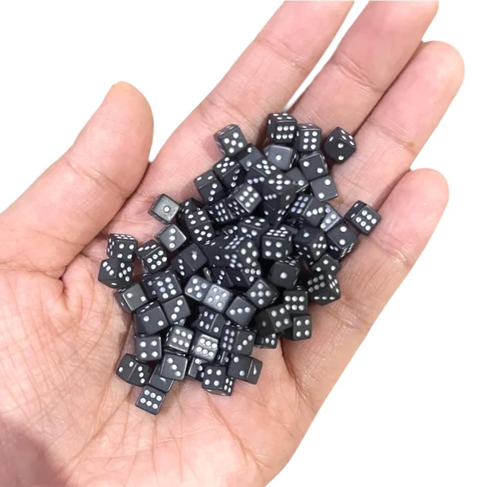 100PCS Mini dice Solid Black Super Small Assorted 1/5" 5mm D6 Mini Dice Game Dot Square Dice Set