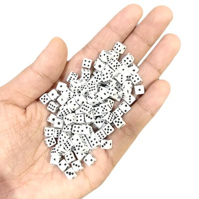 100 Pieces 5mm Mini Dice, 6 Sided for Board Games, Bulk D6 1/5" White Game Dot Square Set