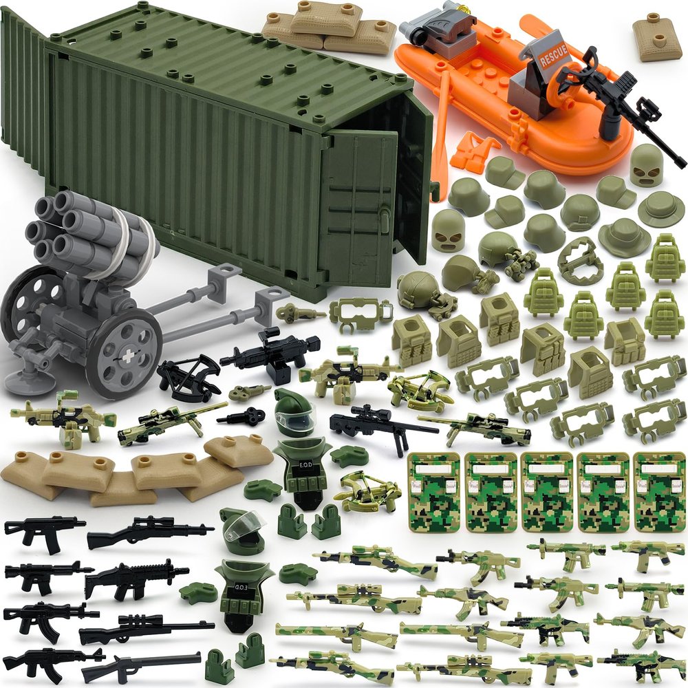 ALEYOOTECHE Modern Military Weapon Pack Building Block Toys for Swat Team Building Brick Weapon Set for Army Equipment Gear Sets Compatible with Mini Figure of Major Brand (220 pcs)