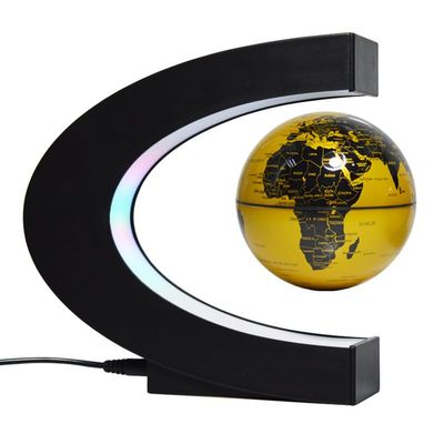 C-Shaped Magnetic Levitation Globe, 3 Inches, Valentine's Day Gift, Home Decor (Golden)