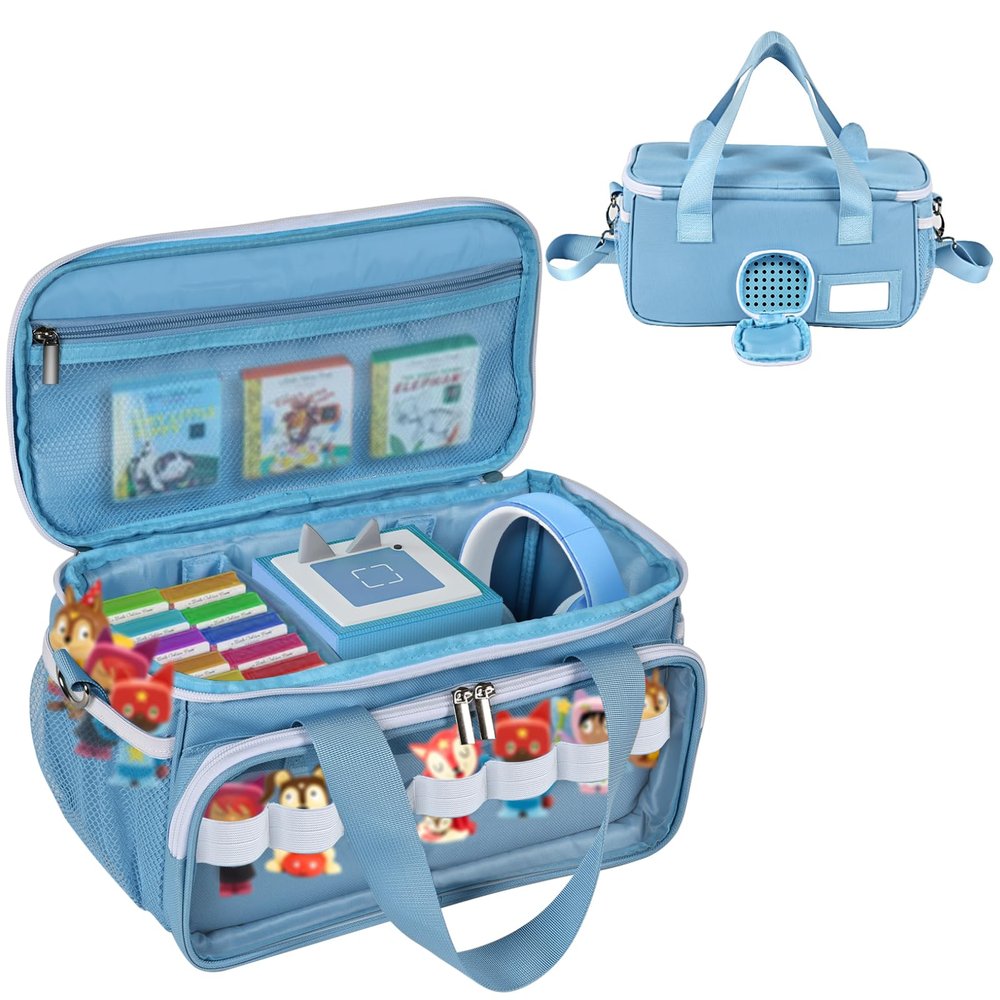 DSLIUPIU Carrying Case Compatible with Little Tikes Story Dream Machine Starter Set, Carrying Bag for Tonies Figures Characters,Portable Travel Storage Bag with Shoulder Strap and Handle(Blue)