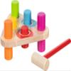 goki 58339 Hammer Bench Rainbow Colours Wooden Triangular Wooden Toy for Children, Motor Skills Toy with 6 Blocks and Hammer, Educational Learning Toy, Made in Germany, Set of 7, from 1 Year view 1