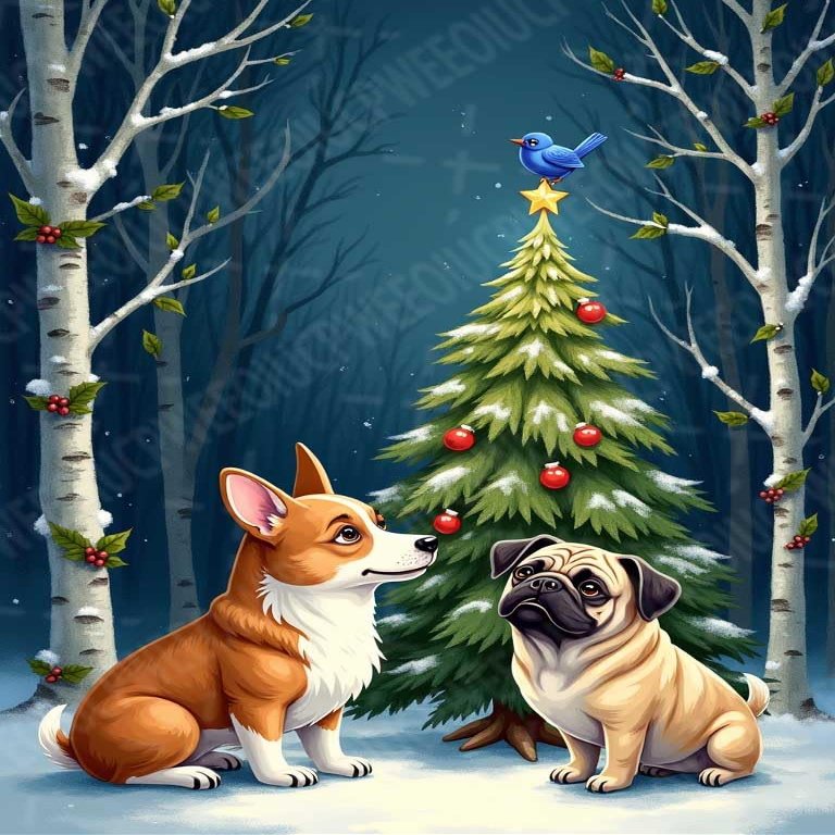 Wooden Jigsaw Puzzle Christmas Trees Dogs - 1000 Pieces for Adults and Kids Brain Teaser Game, Home Decor, and Gift