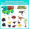 JoyBuilders 18 in 1 Dinosaur Toys for Kids 3-5, Dinosaur Truck Toys for Kids with 2 Pull Back Cars, 8 Dino Figures, Birthday Party Favors&Christmas Presents for Boys and Girls view 2