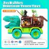 JoyBuilders 18 in 1 Dinosaur Toys for Kids 3-5, Dinosaur Truck Toys for Kids with 2 Pull Back Cars, 8 Dino Figures, Birthday Party Favors&Christmas Presents for Boys and Girls view 3