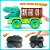 JoyBuilders 18 in 1 Dinosaur Toys for Kids 3-5, Dinosaur Truck Toys for Kids with 2 Pull Back Cars, 8 Dino Figures, Birthday Party Favors&Christmas Presents for Boys and Girls view 4