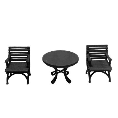 1: 64 Furniture Miniature Resin Table and Chair Kit Accessory Waterproof Multifunctional, Black