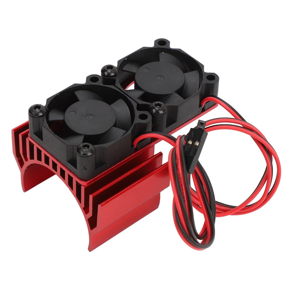 ESC Cooling Fan Motor Cooling Fan Dual Fan Set Aluminum Alloy ABS, IP44 for Slash 4x4 1/10 RC Car (Red)