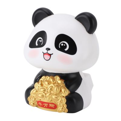 Masyrt Solar Nodding Panda Figurine Ornament for Car Dashboard, Solar Powered Animal Statue for Luck and Fortune (Big Eyes)