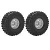 2Pcs RC Crawler Tires, 1.9in Metal Wheel Rims Rubber Tires Set for Axial SCX10 1/10 RC Crawler Car (Silver view 1