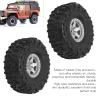 2Pcs RC Crawler Tires, 1.9in Metal Wheel Rims Rubber Tires Set for Axial SCX10 1/10 RC Crawler Car (Silver view 4