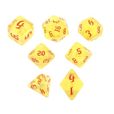 7Pcs Multi-Faceted Dice Kit Tabletop Games Educational Toys Digital Dice, Yellow