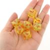 7Pcs Multi-Faceted Dice Kit Tabletop Games Educational Toys Digital Dice, Yellow view 2