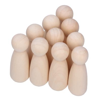 10Pcs Doll Craft Wooden Peg Dolls Kit, Unfinished Wooden Doll Bodies for Craft Projects, Kids Toys with Smooth Finish, Ideal for Graffiti Painting (Female Puppet)