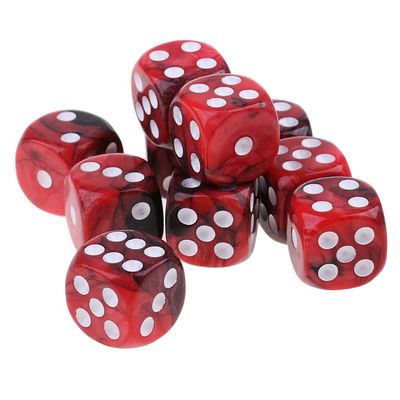 10x Six Sided D6 Dice Dotted for and Dragons Props, Red Black, 16mm