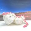 3D Printed Dragon with Dragon Egg, 12" White and Pink Unicorn Dragon, Fidget Anxiety Toy, Executive Desktop Toy D061-WE view 3