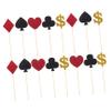 WOONEKY Vegas Themed Poker Cake Topper 27pcs Paper Cake Picks Birthday Cake Decorations Poker Theme view 1