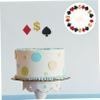 WOONEKY Vegas Themed Poker Cake Topper 27pcs Paper Cake Picks Birthday Cake Decorations Poker Theme view 4